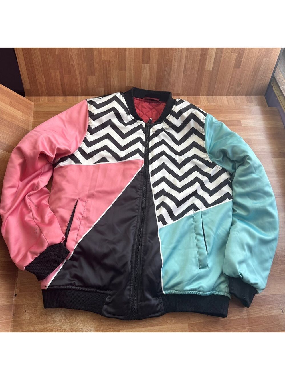 Fresh hoods Illuminati Bomber Jacket,colorful retro-style, size medium